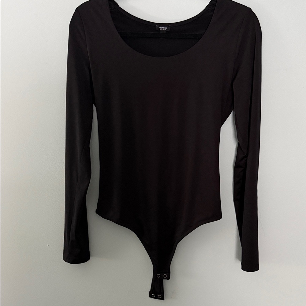 Express Black Long Sleeve Scoop Neck Bodysuit